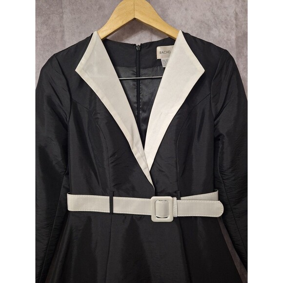 Rachel Allan Long Sleeve V-Neck Cocktail Dress Sz 6 Peplum Wedding Formal - Picture 6 of 9